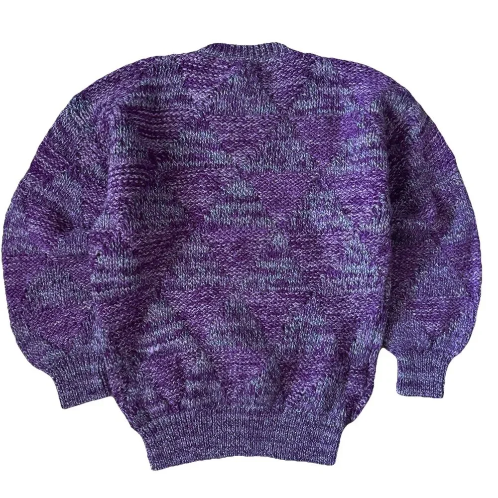 Vintage Paititi Woolens Sweater Womens L Purple 100% Wool Chunky Knit Alaska